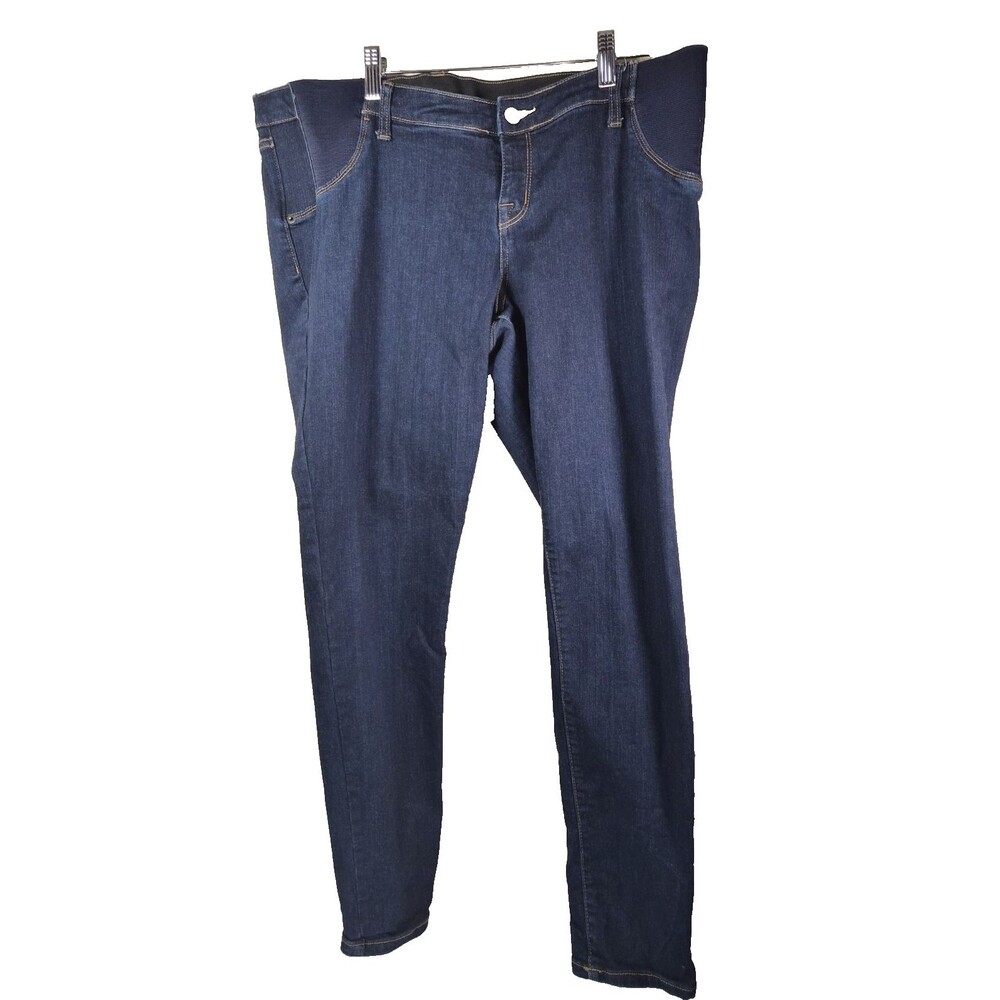 Liz Lange Maternity Jeggings Blue Denim Stretch Jeans Elastic Side Panel Large L
